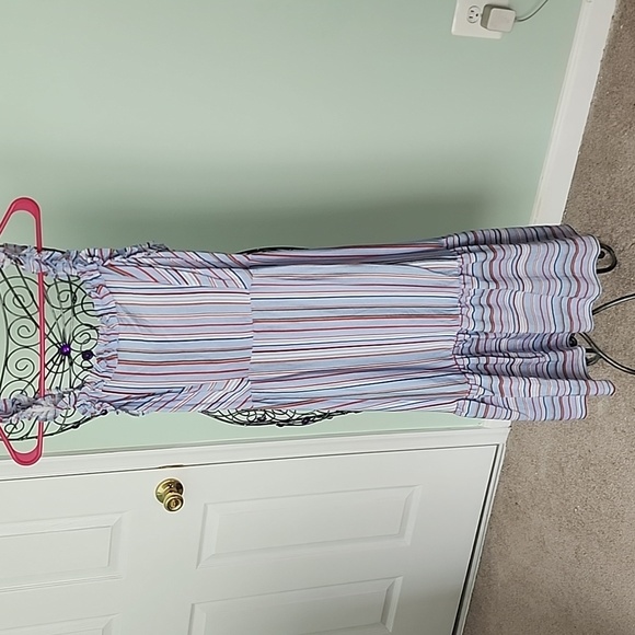 daisy may Dresses Light Blue Stripped With Red And Black Medium